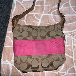 Coach Cross body purse brown and pink